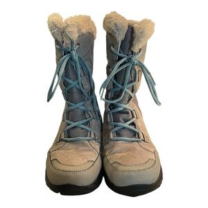 Columbia Women’s Winter Boots Size 9.5 Faux Fur Grey & Blue